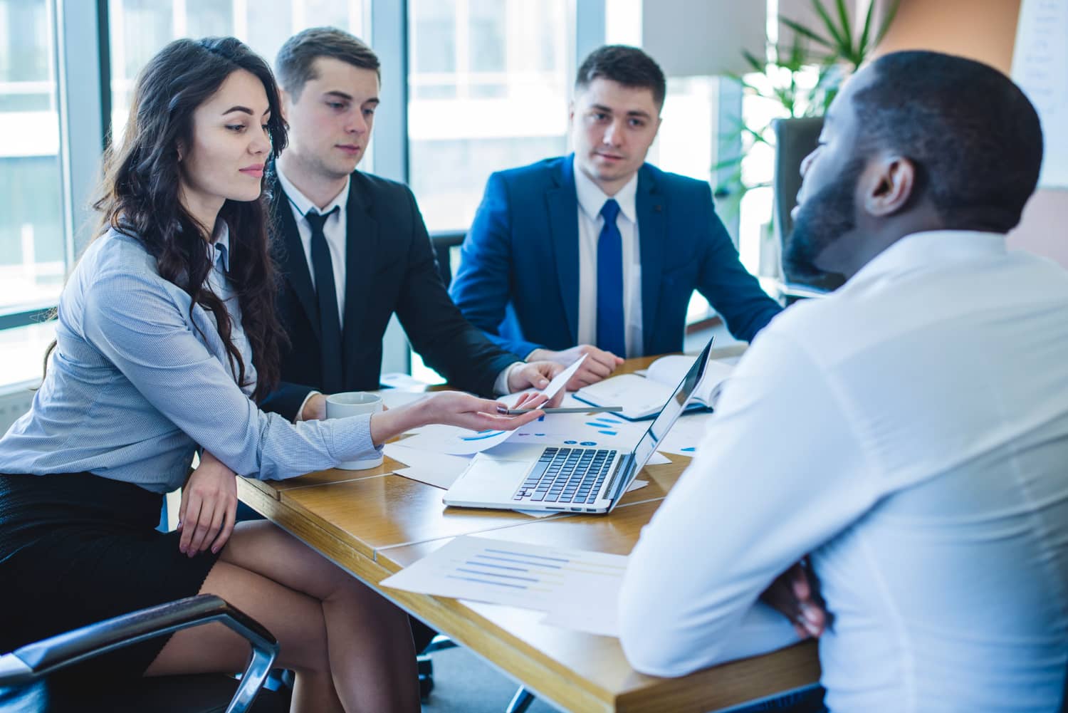 Diverse business team in strategic planning meeting